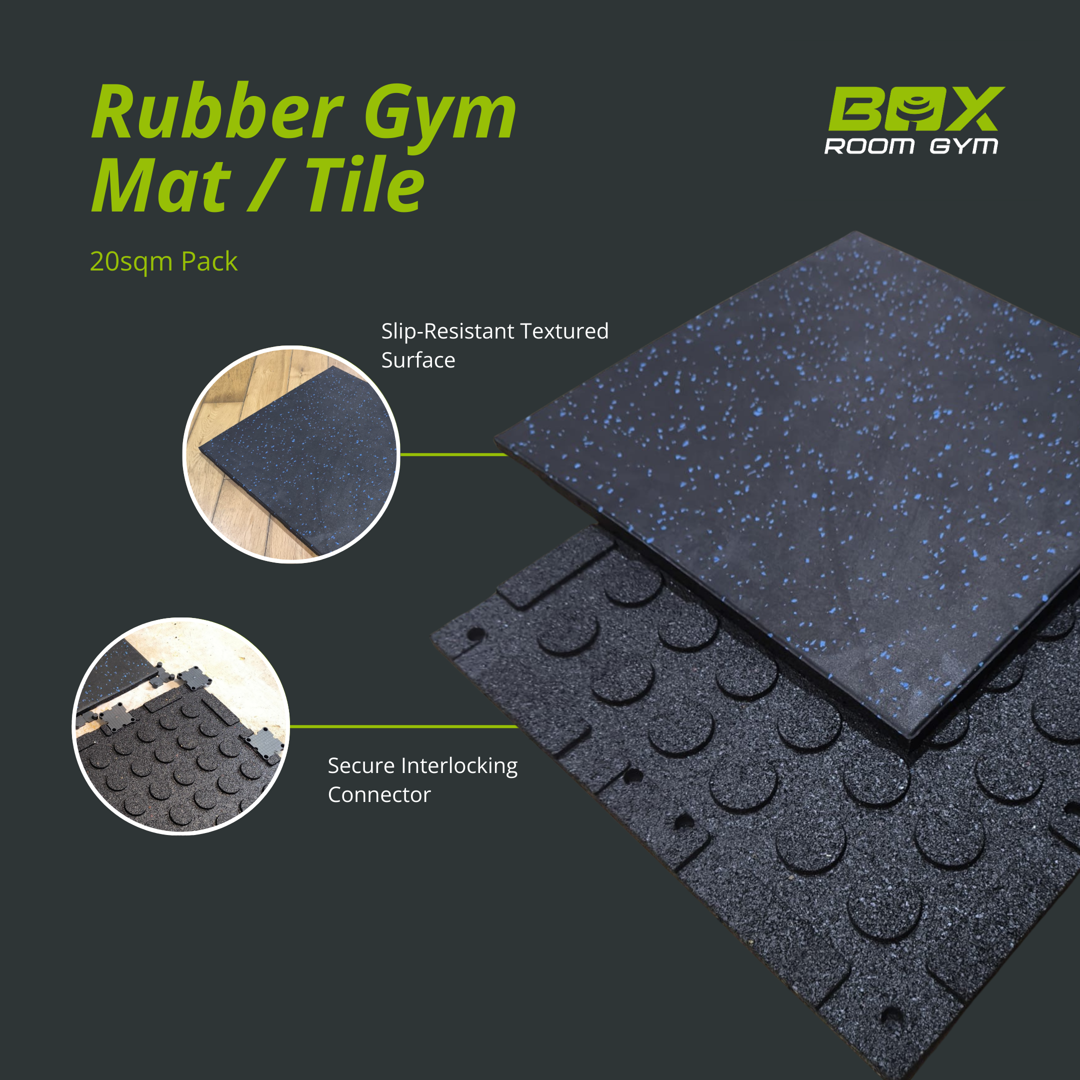 Rubber Gym Mat / Tile - 20sqm Pack - Image 3